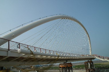 視察鹽水公園跨越西濱公路人行陸橋工程(圖)