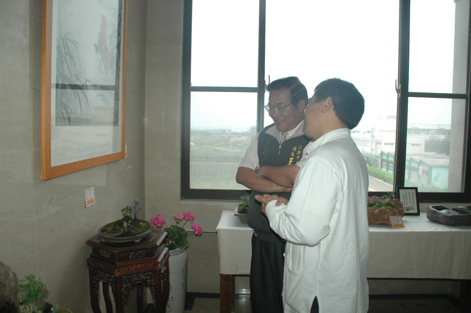 蔡朝榮、陳菊爾水墨畫及盆景展開幕茶會(圖)