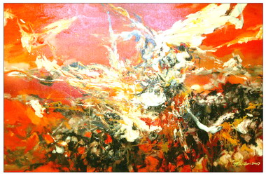 周錫瑋送油畫予郭台銘(圖)