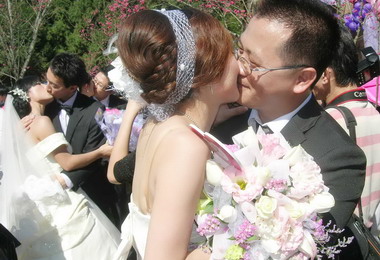 九族櫻花纜車婚禮浪漫登場(圖)