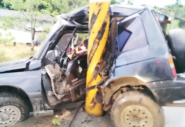 國姓吉普車撞上電線桿駕駛重傷(圖)