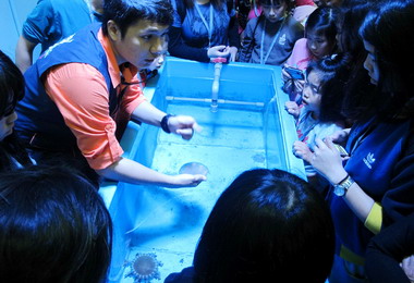 受助兒參訪生博館接近海洋生物(圖)