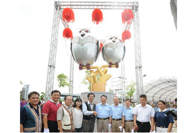 大愛園區幸福新地標鋼鐵貓頭鷹揭幕(圖)