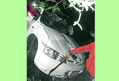 轎車摔落山谷 消防局搶救(圖)