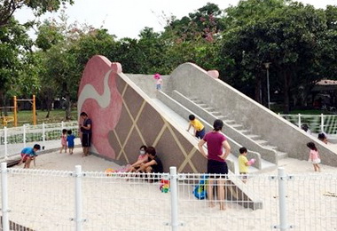 中市福星公園改造冰淇淋溜滑梯吸睛(圖)