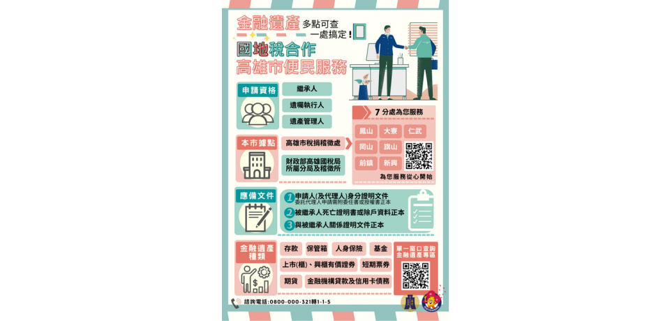 高市稅處105起 代收金融遺產查調申請(圖)