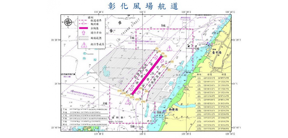 配合國家離岸風電政策 航港局公告「彰化風場航道」及航行指南(圖)