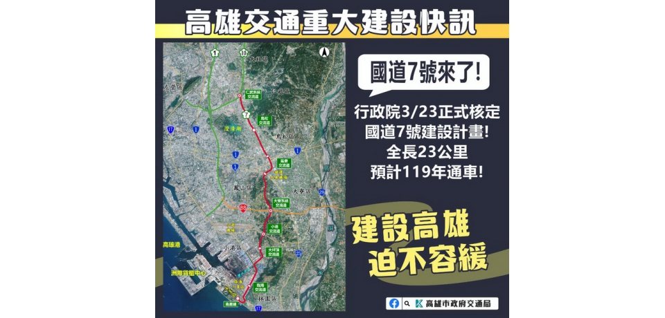 期盼15年！國7正式獲中央核定千億預算打造便捷路網 結合智慧運輸系統 市區交通更安全 港區貨運再升級(圖)