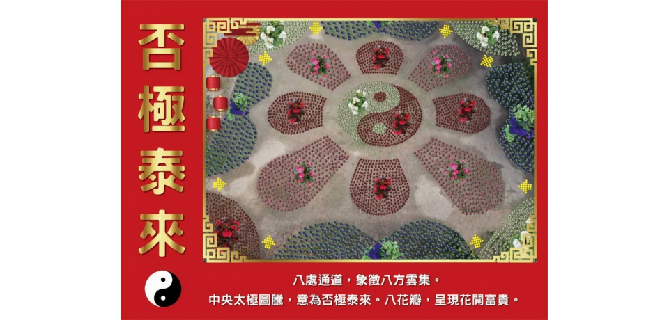 台糖高雄花卉農園中心迎春 以太極圖騰種植12000株草花 打造否極泰來之花境(圖)