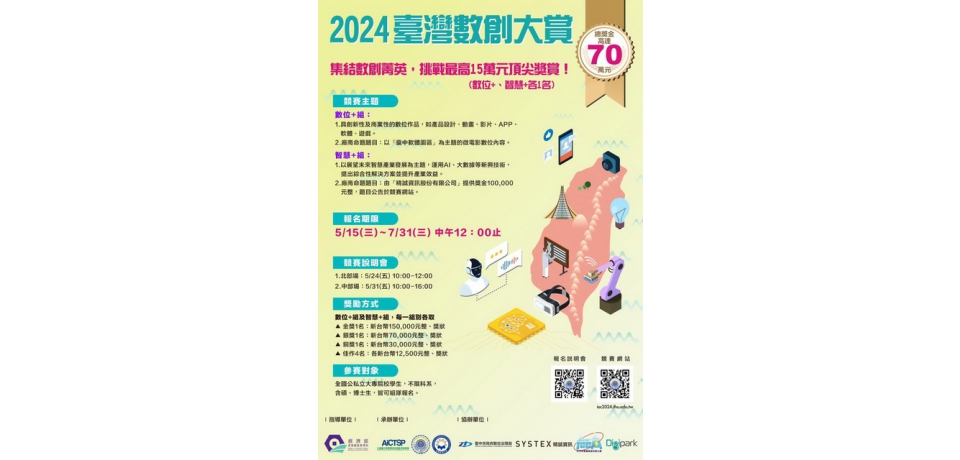 創新大進擊 2024臺灣數創大賞總獎金70萬元 等你來挑戰(圖)