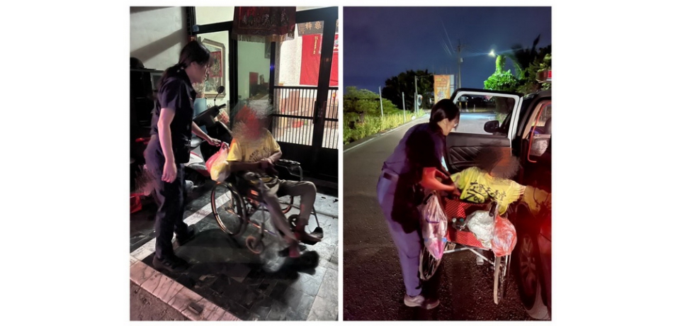 老翁推輪椅路上迷失方向 　雲林縣斗南警分局與民合作助返家(圖)