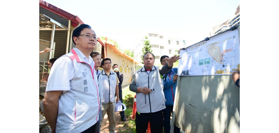 桃園市長張善政視察滯洪池防颱整備　桃市府啟動跨局處應變措施、開放沙包領取(圖)