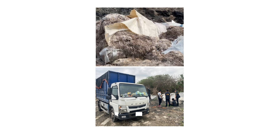 雲林檢警守護濁水溪河川地 查獲不法業者傾倒400噸家禽廢渣(圖)