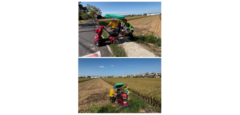 電動代步車卡田間　 雲林縣斗南警暖心協助脫困(圖)
