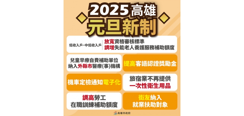 邁向2025年 高雄市政府各項新制上路(圖)