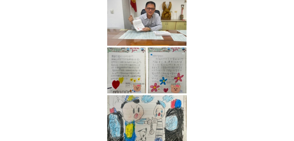 雲林縣斗南國小學童手寫感謝信　童言童語暖斗南警心(圖)