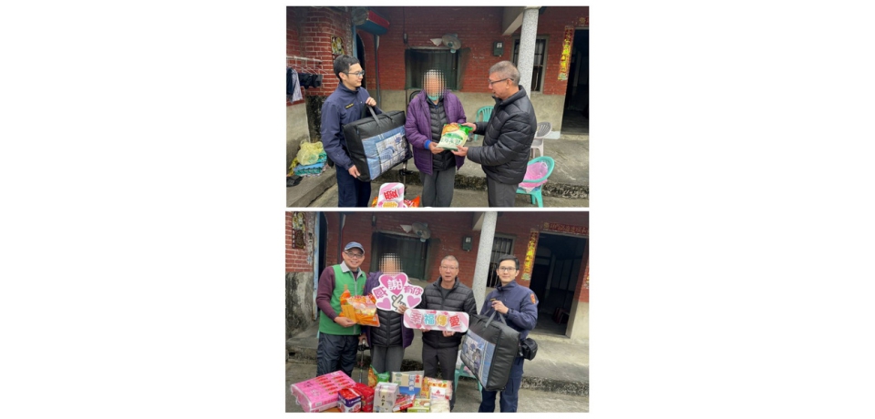 寒流來襲斗南員警送暖 攜手基金會贈獨居翁物資(圖)