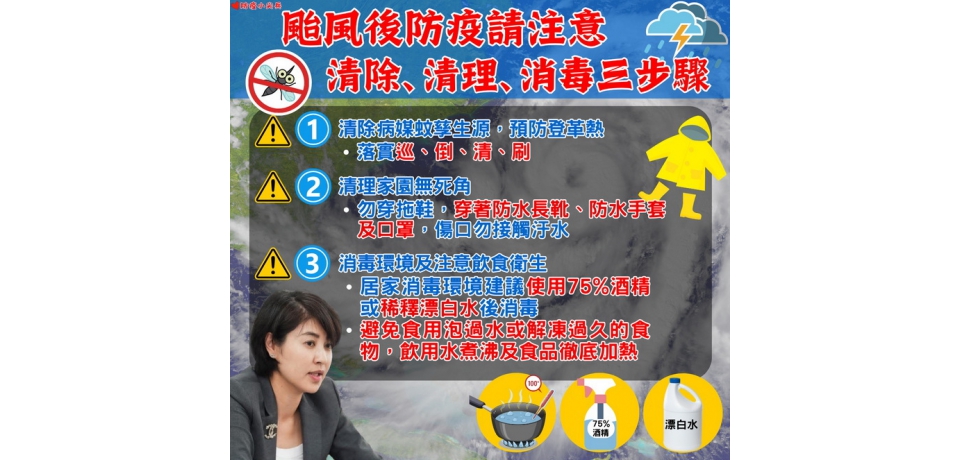 颱風災後　南投縣政府衛生局呼籲預防傳染病應做好「清除、清理、消毒」防疫三步驟(圖)