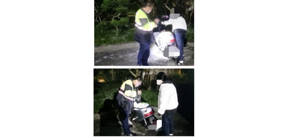 夜遊機車無電卡路邊　斗南警伸援手助返家(圖)